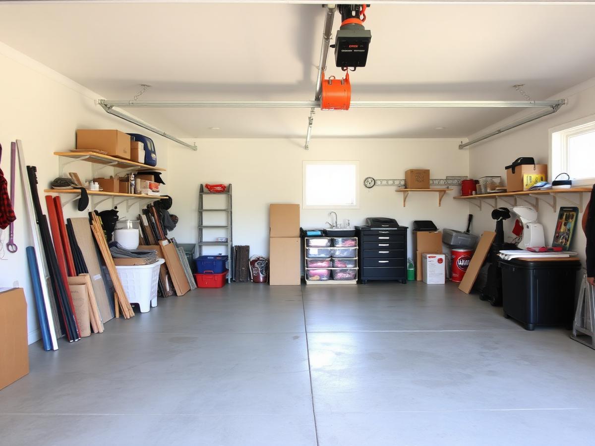 A garage cleared and swept after a junk removal visit